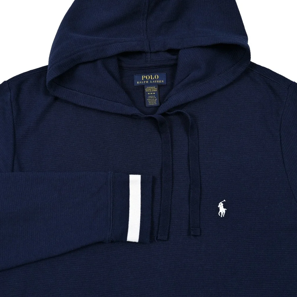 Polo Ralph Lauren Hoodie Sweater Mens Medium Sleepwear Jumper Waffle Knit Preppy